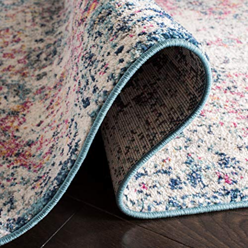 SAFAVIEH Madison Collection Runner Rug - 2'3" x 8', Navy & Teal, Boho Chic Distressed Design, Non-Shedding & Easy Care, Ideal for High Traffic Areas in Living Room, Bedroom (MAD611N) - color: Navy/Teal, size: 2'3" x 8' (Runner)