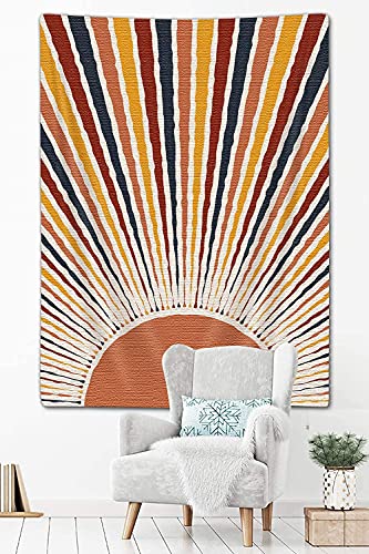 JAWO Bohemian Sun Vertical Tapestry, Vintage Abstract Rainbow Aesthetic Tapestry Wall Hanging for Bedroom, Red Retro 70s Mid Century Modern Decor Art Tapestries Poster Blanket College Dorm (60"X80") - color: Sun-2, size: 80"L x 60"W