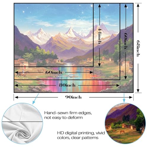 Wegklazax Rainbow River Tapestry, Fantasy Scenic Wall Art for Room Decor, Vibrant Nature Home Decor 90" L x 70" W - color: Blue Red, size: 90"L x 70"W