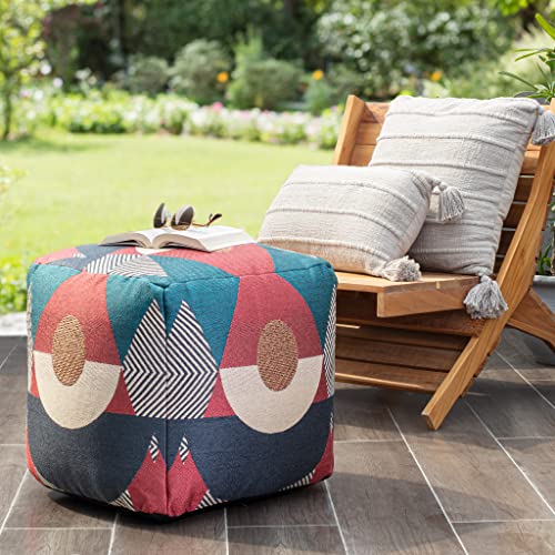 Anji Mountain 100% Handmade & Handcrafted Comfortable Home Décor Outdoor Pouf Ottoman Footrest for Living Room, Bedroom, Nursery, Kidsroom, Patio Furniture - (18" x 18" x 18"- Multicolor) - color: Martinique