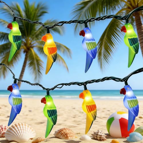 Multicolor Parrot String Lights, 8.5Ft Parrot Camping Outdoor Party Lights with 10 LED Multicolor Parrot Lights, Summer Patio Decorations String Lights for Bedroom Home Decks Party Lighting - color: Parrot lights