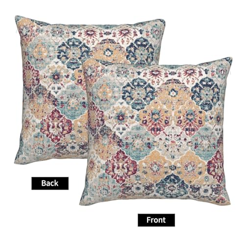 Boho Ethnic Pattern Pillow Covers 18 x 18 Set of 2 Vintage Bohemian Throw Pillow Cover Abstract Floral Mandala Decorative Pillowcases Farmhouse Home Decor for Couch Bed Sofa Outdoor - color: Ethnic Pattern