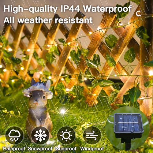 suddus Solar Fairy Lights, 33ft 100 Led Pothos Leaf Solar String Lights Outdoor Waterproof, 8 Modes Vines with Lights for Balcony, Deck, Patio, Garden, Fence,Wedding (Warm White) - color: Pothos, size: 33Ft*1pack