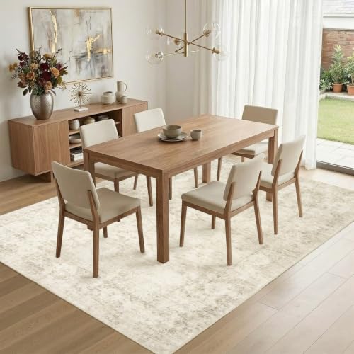 9x12 Area Rugs for Living Room, Machine Washable Rugs, Vintage Non Slip Rug, Faded Style Carpet Stain Resistant, Low Pile Boho Retro Large Rugs for Bedroom Dining Room Indoor Home Office-Beige 9'x12' - color: Beige, size: 9' x 12' (Rectangular)
