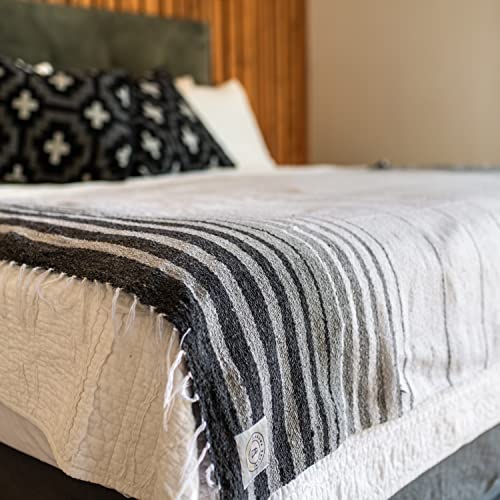 Gray Mexican Blanket by Laguna Beach Textile Co - Beach, Yoga, Camping, or Decorative Throw Blanket - Traditional Handmade Serape - Gray Tulum - color: Gray