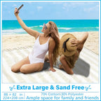 Vikumond Oversized Turkish Beach Towel Blanket XXL Cotton Sandproof Towels Boho Woven Extra Large Big Sand Free Giant Throw Blankets Huge Quilt XL Picnic Camping Necessities Cloud for Adult Gifts - color: Z Ubeige Vertical Stripe, size: Xxxl(88x82 In,224x