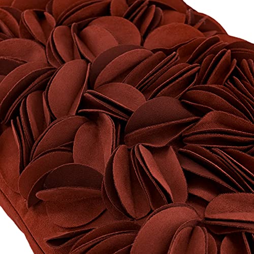 KINGROSE Handmade 3D Flower Soft Home Decorative Throw Pillow Case Rectangle Cushion Cover for Sofa Couch Chair Bed 12 x 20 Inches Solid Suede Rust Red - color: Rust Red