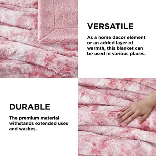 Bedsure GentleSoft Sherpa Fluffy Throw Blanket - Fleece Warm and Cozy Throw for Women Gift, Plush & Fuzzy Faux Christmas Fur Blanket for Couch, Sofa, Bed Decor, Tie Dye Design, Pink, 50x60 Inches - color: 04 - Pink, size: Throw (50" x 60")