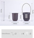 Melphoe 3.5‘’ Two-Piece Succulent Planters Pots with Drainage, Flexible Removable Handle, Flower Pots for Mini Plants Small Hanging Planter for Wall, Window (6 PCAK)