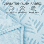 Exclusivo Mezcla Twin Size Fleece Blanket for Bed, Super Soft and Cozy Blankets All Season Use, Leaves Pattern, Plush Fuzzy Lightweight, Ice Blue, 60x80 Inch - color: Ice Blue, size: Twin(60"x80")