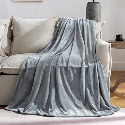 JIAHANNHA Grey Throw Blankets,Fleece Blanket Throw Size 50"×60",Super Soft Cozy Plush Light Grey Blanket for Couch Sofa Bed,Flannel Lightweight Warm Bed Blankets - color: Grey, size: Throw(50"×60")