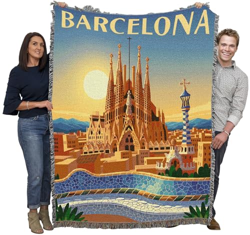 Pure Country Weavers Barcelona Travel Blanket - Gift Tapestry Throw Woven from Cotton - Made in The USA (60X80) - color: Barcelona Travel, size: 60X80