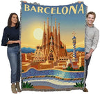 Pure Country Weavers Barcelona Travel Blanket - Gift Tapestry Throw Woven from Cotton - Made in The USA (60X80) - color: Barcelona Travel, size: 60X80