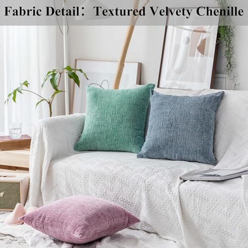 Home Brilliant Blue Throw Pillows Set of 2 Square Textured Plush Decorative Throw Pillow Covers for Bed Couch Car, Jeans Blue, 20 x 20 inch(50x50cm) - color: Jeans Blue, size: 20" x 20" (Pack of 2)
