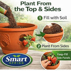 Ultimate Hanging Baskets - Strawberry, Tomato, Flower, and Herb Outdoor Planters - Use Garden Pots for Growing Plants Outside On A Deck, Fence, or Balcony (2, Terracotta) - color: Terracotta