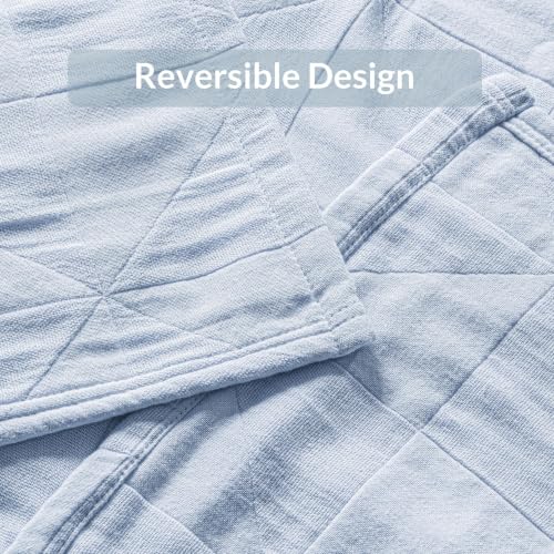 Exclusivo Mezcla 100% Cotton Muslin Blanket for Bed, Twin Size 4-Layer Moisture-Wicking and Breathable Ultra Soft Gauze Blanket for Spring Summer, 60"x80", Ice Blue - color: Ice Blue, size: Twin (60"x80")