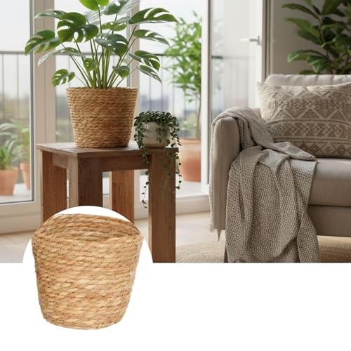 Woven Basket for Plants - Rattan Plant Basket with Boho Design for Indoor Decor and Small Item Storage - size: 20x16x17 cm