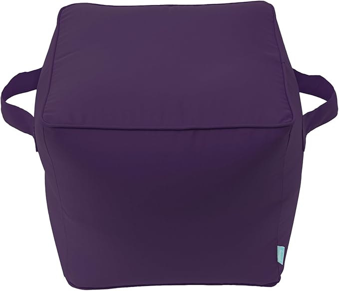 QILLOWAY Indoor/Outdoor Inflatable Stool, Ottoman Pouf Cube 16",All Weather Foot Rest for Camping or Home (Purple)