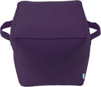 QILLOWAY Indoor/Outdoor Inflatable Stool, Ottoman Pouf Cube 16",All Weather Foot Rest for Camping or Home (Purple)