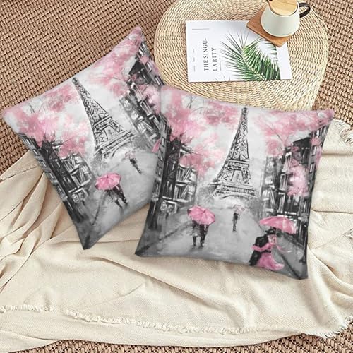 Eiffel Tower Throw Pillow Covers 18 X 18 Inch Set of 2 Pillow Cases Decoration Cushion Cover for Sofa Bedroom Living Room Outdoor - color: Eiffel Tower