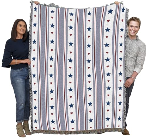 Pure Country Weavers Stars and Stripes - Americana Gift Tapestry Throw Blanket Woven from Cotton - Made in The USA (72x54) - color: Stars and Stripes, size: 72x54