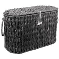 Coeusy Black Toilet Paper Basket with Lid,Wicker Toilet Paper Storage Stand,Large Narrow Bathroom Towel Basket Mega Roll Container Bin for Toilet Tank,Floor - color: Black