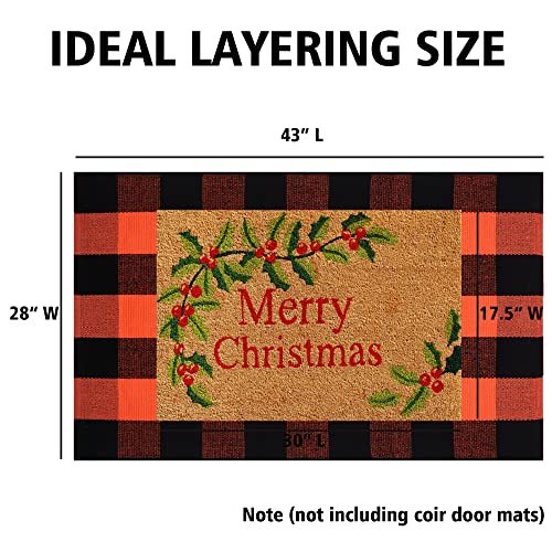 Ckorzen Fall Plaid Rug 28" x 43", Orange and Black Buffalo Check Front Porch Outdoor Layered Doormat, Cotton Hand-Woven Washable Rug for Halloween Thanksgiving Autumn Decor - color: Orange & Black, size: 2'4" x 3'7" (Rectangular)
