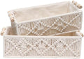 Macrame Storage Boho Decor Basket Set for Organizing - Woven Decorative Countertop, Toilet Paper, Tank Top Shelf With Handle - Bathroom Decor Nursery (Set of 2)