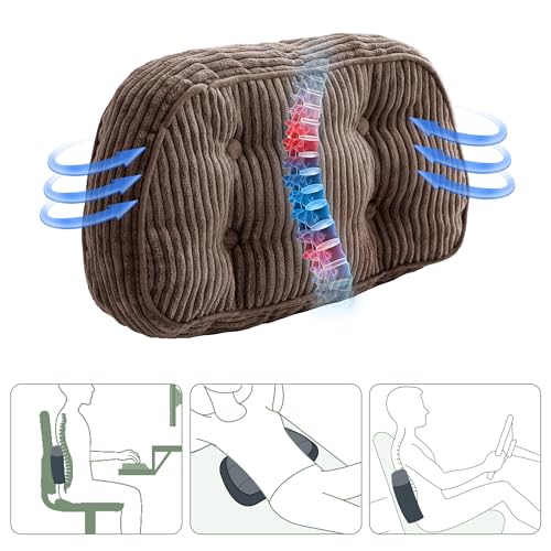 HIGOGOGO Lumbar Support Pillow for Recliner Chair/Accent Chair/Couch/Office Chair, Tufted Corduroy Back Support Cushion for Elderly, Recliner Cushions for Back Rest, Pain Relief, Reading, Brown - color: Brown