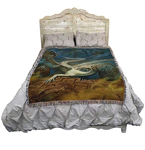 Pure Country Weavers Hobsyllwin in The Chakana Temple Dragon Blanket by Ciruelo - Gift Fantasy Tapestry Throw Woven from Cotton - Made in the USA (72x54) - color: Hobsyllwin Chakana Temple