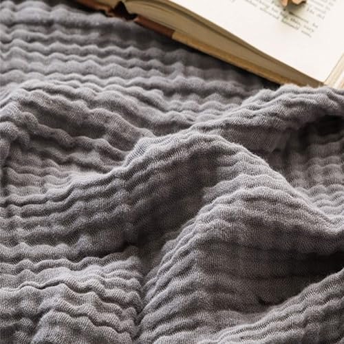 EMME Cotton Throw Blanket for Couch Soft Muslin Blankets 50"x60" Lightweight Breathable Blanket All Season Gauze Blanket, Grey - color: 06 - Grey, size: Throw (50" x 60")