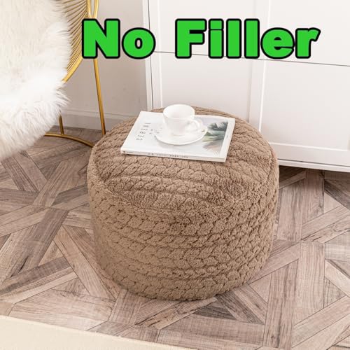 Asuprui 20x14 Inch Unstuffed Ottoman Pouf Cover – Lightweight Foot Rest, Floor Bean Bag Chair, Storage Pouf for Living Room, Bedroom & Balcony (Filler Not Included) (Light Coffee) - color: Light Coffee
