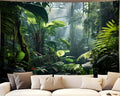 QGHOT Jungle Tapestry Wall Hanging Tropical Rainforest Backdrop Green Palm Leaves Tapestry Extra Large Forest Wall Art for Bedroom Living Room Office Decor 59.1" L x 59.1" W - size: 59.1"L x 59.1"W