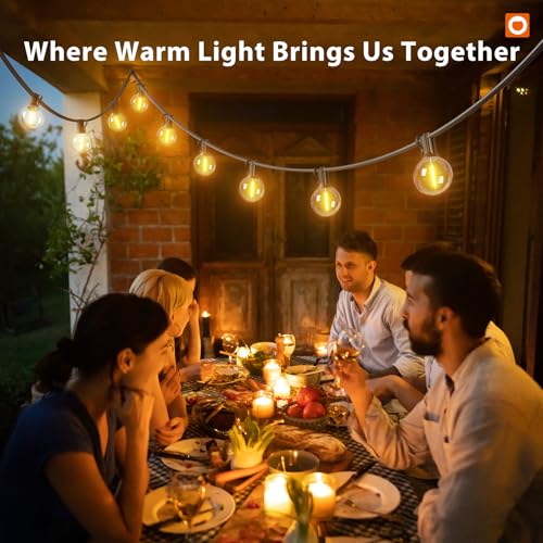addlon Outdoor String Lights 50FT G40 with Remote, 27 LED Shatterproof Bulbs, Dimmable Patio Globe Lights Waterproof, Hanging Outside Lighting for Backyard, Garden, Deck, Balcony, Porch, Café, Decor - size: 50FT(25 Sockets)