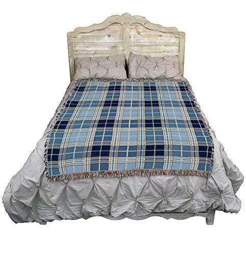 Pure Country Weavers Plaid Blanket Blue Bell Tartan - Patterns Gift Tapestry Throw Woven from Cotton - Made in the USA (72x54) - color: Blue Bell