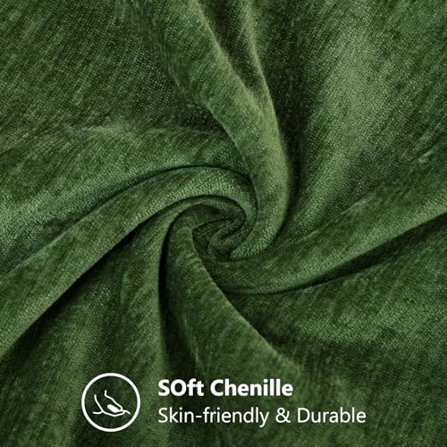 decorUhome Chenille Moss Green Throw Pillow Covers 18x18 Inch Set of 2, Decorative Soft Couch Pillow Covers Solid Dyed Accent Farmhouse Neutral Square Pillow Cases for Sofa - color: Moss Green, size: 18" x 18" (Pack of 2)