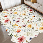 Drydiet Boho Area Rugs Cute Sweet Throw Rugs Aesthetic Soft Bedroom Carpet for Living Room Dining Playroom Nursery Family Indoor Dorm (Wildflower) - style: Wildflower