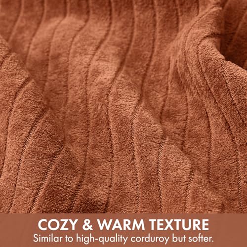 MIULEE Set of 2 Rust Decorative Throw Pillow Covers 18x18 Inch, Thick Soft Textured Striped Cushion Covers, Modern Solid Color Farmhouse Boho Pillow Case for Sofa Couch Bed Living Room - color: Rust, size: 18" x 18" (Pack of 2)