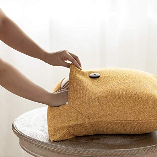 Phantoscope Pack of 2 Farmhouse Throw Pillow Covers Button Vintage Linen Solid Decorative Pillow Cover for Couch Bed and Chair Dark Yellow 18 x 18 inches 45 x 45 cm - color: Dark Yellow, size: 18" x 18" (Pack of 2)