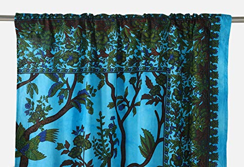 Popular Handicrafts Indian Hippie Bohemian Beautiful Tree of Life Tie Dye Mandala Curtain Panels Tarqouise - color: Tarquoise, size: 38"W x 83"L (Pack of 2)