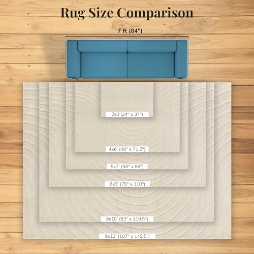 LUXE WEAVERS Modern Geometric Wave Cream 4x6 Area Rug - color: Cream, size: 4' x 6' (Rectangular)