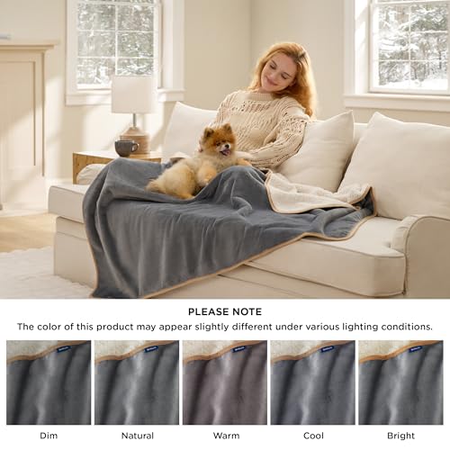 Bedsure Waterproof Dog Blankets for Small Dogs - Small Cat Blanket Washable for Couch Protection, Sherpa Fleece Puppy Blanket, Soft Plush Reversible Throw Furniture Protector, 25"X35", Grey - color: Grey, size: S(25x35")