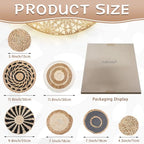 CroBlissful 7 Pcs Boho Wall Basket Decor Hanging Handcrafted Seagrass Woven Round Bohemian Basket Wall Decoration Art for Farmhouse Home Room Rustic Decorations Table, Multi Sizes(Classic) - style: Classic