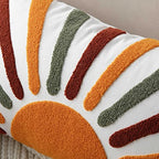 Embroidered Bohemian Style Sun Decorative Throw Pillow Cover, Lumbar Boho Sun Pillow Cover 12 Inches x 20 Inches Cover Only