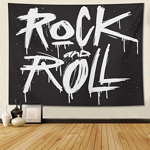 feelacle Rock And Roll Tapestry 60" X 40" Rock`N`Roll Wall Hanging Party Decorations Home Decor For Bedroom Living Room Dorm (150 X 100cm) - color: Rock and Roll, size: 60"L x 40"W