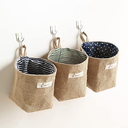 Hanging Basket, 6 Pack Wall Baskets, Wall Hanging Storage Bag Linen Small Hanging Storage Baskets for Organizing for Toy Makeup Kit Small Stuff, Flower Plant Wall Basket Decor - style: Style 2