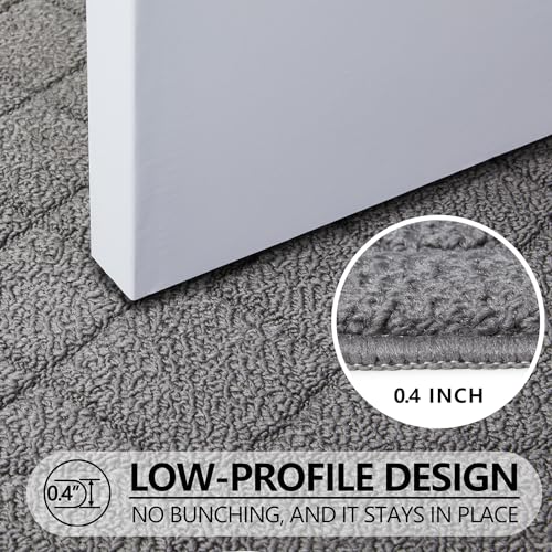 REFETONE Indoor Doormat, Front Back Door Mat 20"x32" Rubber Backing Non Slip Mats, Absorbent Washable Entrance Doormat for Entryway, Resist Dirt Low-Profile Inside Floor Mat for Muddy Shoes Light Grey - color: Big Plaid Light Grey, size: 1'8" x 2'8" (Rect