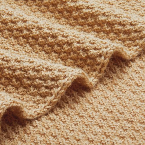 Amazon Basics Chunky Cable Knit Throw Blanket for Couch, Sofa, Bed, Lightweight Soft Cozy, 50" x 60", Sand - color: Sand, style: Knitted