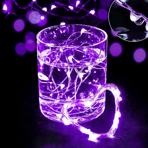 Ineximun 24 Pack LED Fairy Lights Battery Operated 7Ft 20Led Mini String Lights Waterproof Christmas for Mason Jars Bedroom DIY Party Wedding Christmas Decor Purple - color: Purple