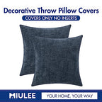 MIULEE Pack of 2 Navy Blue Throw Pillow Covers 16x16 Inch Soft Chenille Pillow Covers for Sofa Living Room Couch Solid Dyed Cases - color: Dark Navy, size: 16" x 16" (Pack of 2)